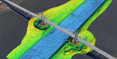 广域测深双频侧扫声呐河道扫描图